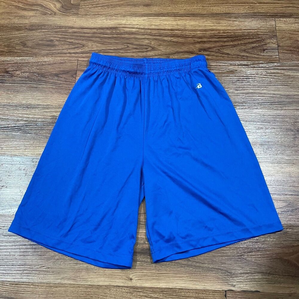 Badger Sport Athletic Performance Training Shorts Blue Polyester Mens Size Small